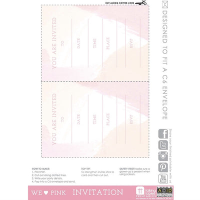 "We Heart Pink" Free Printable - Invitations, TT-Talking Tables, Putti Fine Furnishings