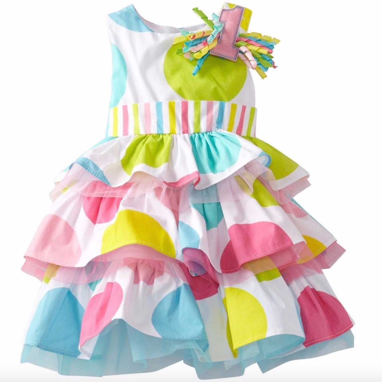  Polka Dot 1st Birthday Girl Dress, MP-Mud Pie, Putti Fine Furnishings