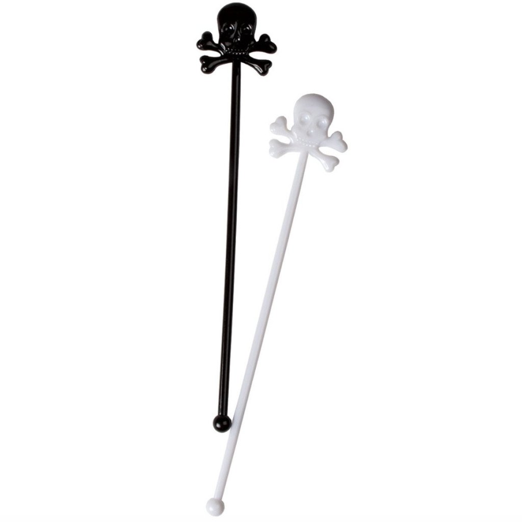  Black and White Skull and Crossbone Retro Cocktail Stirrers, PP-Party Partners - Estelle Gifts, Putti Fine Furnishings