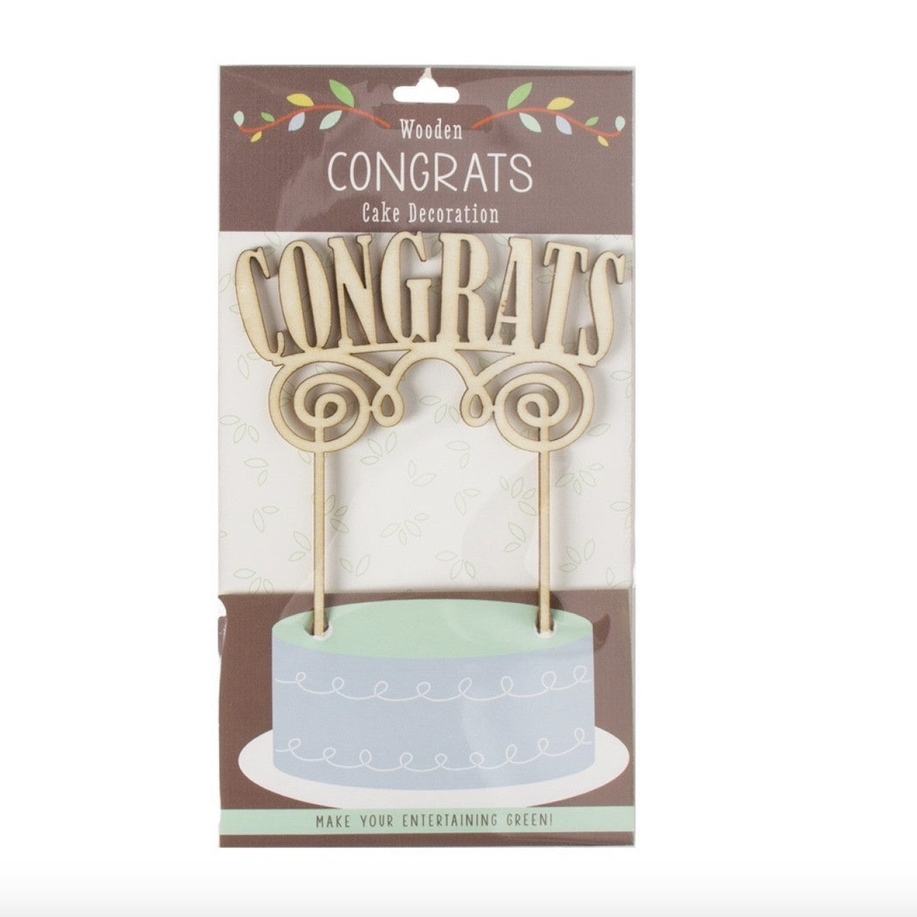  Birchwood "Congrats" Cake Topper, PP-Party Partners - Estelle Gifts, Putti Fine Furnishings