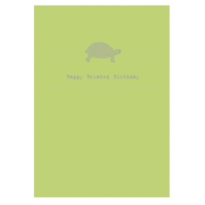 "Happy Belated Birthday ...I Missed it by a Hare" Turtle Greeting Card, Bella Flor, Putti Fine Furnishings