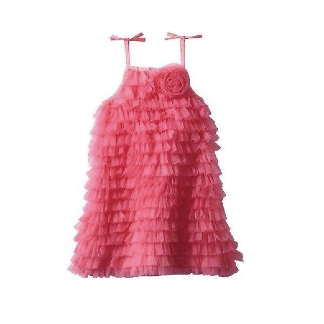  Hot Pink Chiffon Ruffle Tunic Dress, MP-Mud Pie, Putti Fine Furnishings