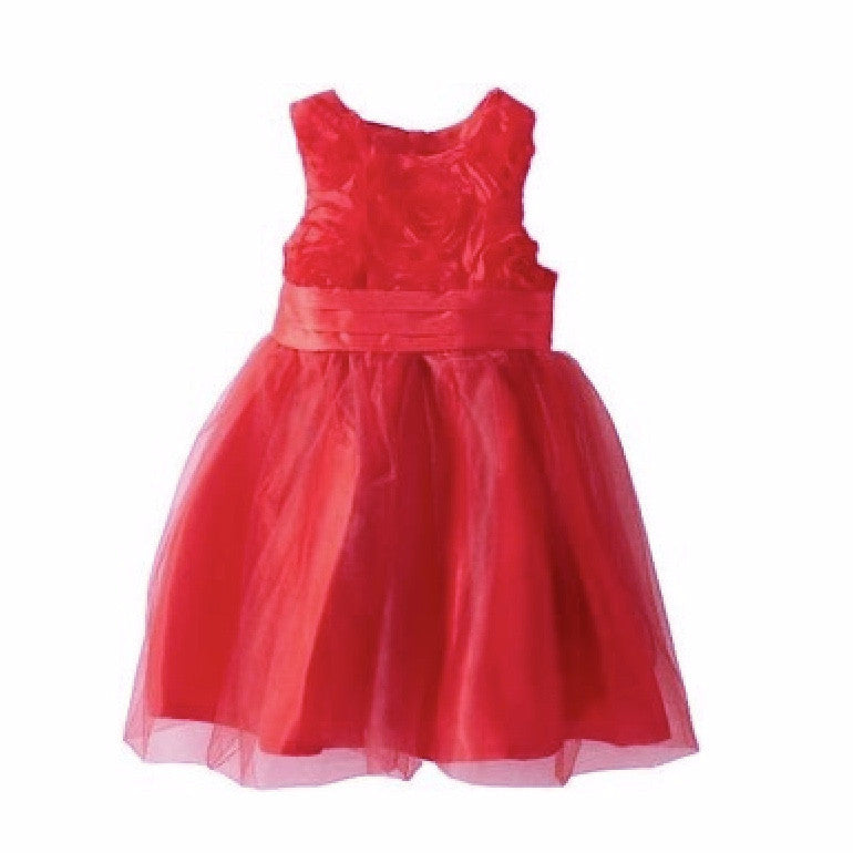  Mud Pie Red Rosette Dress with Ruffles, MP-Mud Pie, Putti Fine Furnishings