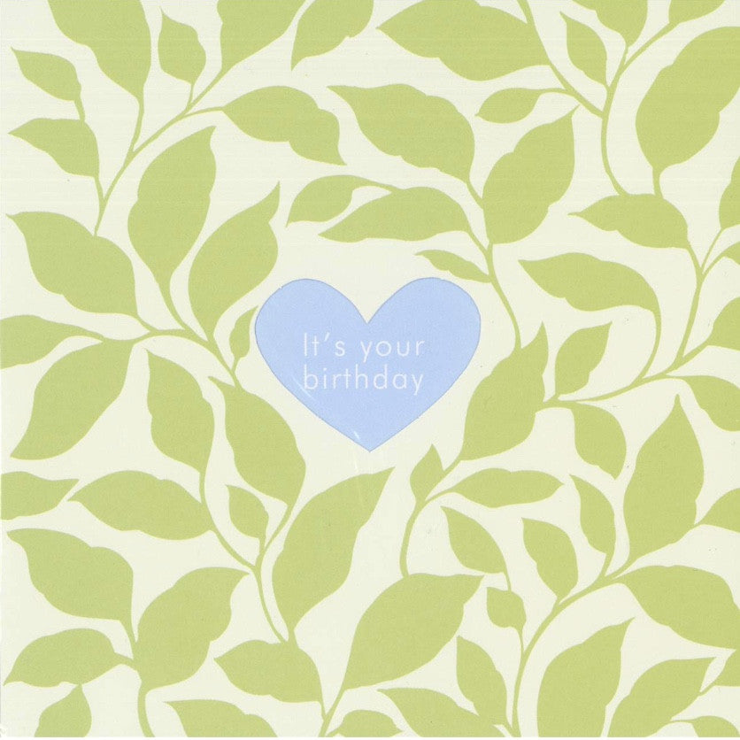 Green Leaves "It's Your Birthday" Die Cut Card -  Stationary - Jannex Enterprises - Putti Fine Furnishings Toronto Canada