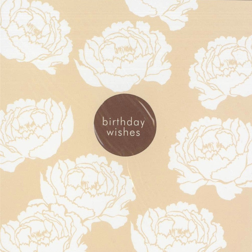 White Peonies "Birthday Wishes" Die Cut Card -  Stationary - Jannex Enterprises - Putti Fine Furnishings Toronto Canada