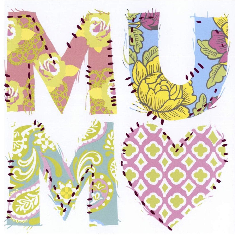  Patchwork Floral Print "Mum" Card, JE-Jannex Enterprises, Putti Fine Furnishings