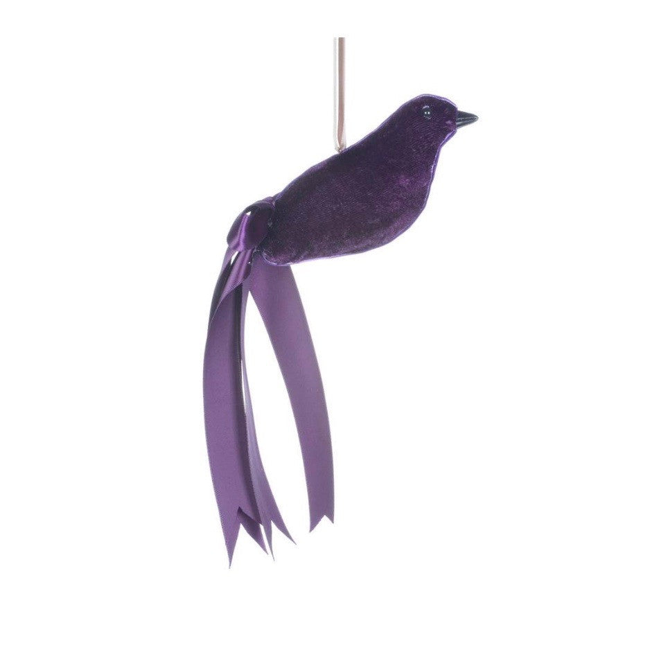 Purple Velvet and Feather Bird -  Christmas - Christmas Tradition - Putti Fine Furnishings Toronto Canada
