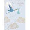 Blue Stork "New Baby Boy" Greeting Card, ID-Incognito Distribution, Putti Fine Furnishings