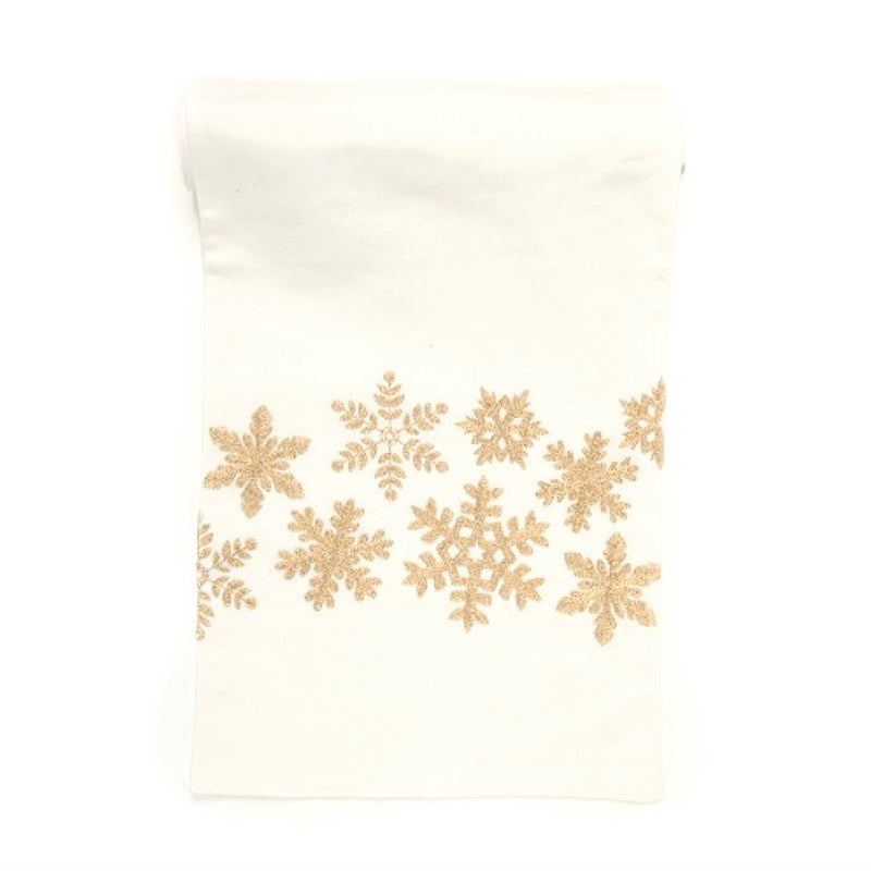  Gold Snowflake Christmas Table Runner, The Pine Center, Putti Fine Furnishings