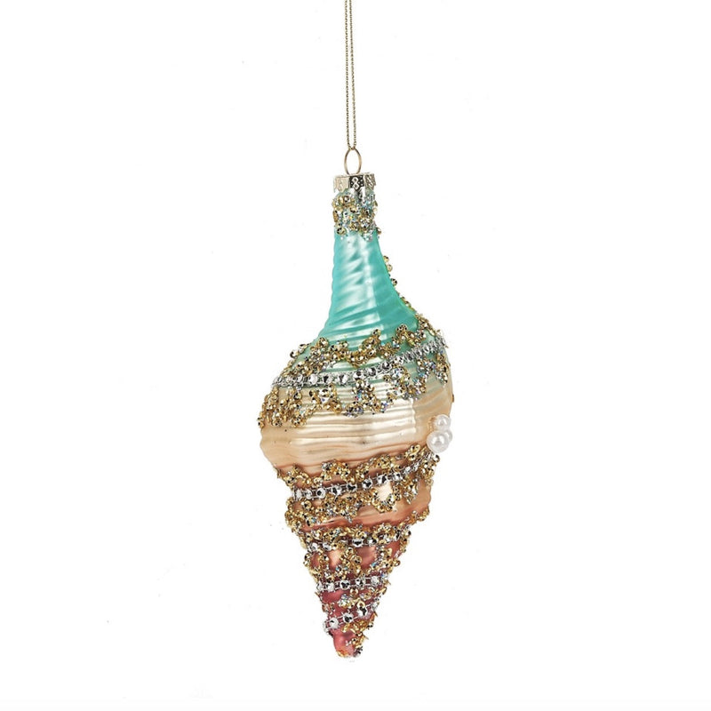 Glass Jewelled Shell Ornament, MW-Midwest / CBK, Putti Fine Furnishings
