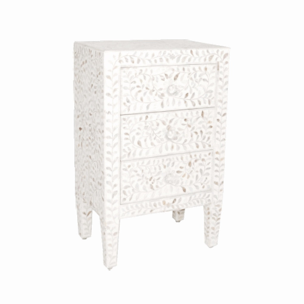  Bone Inlay Side Table - White, BI-Bethel International, Putti Fine Furnishings