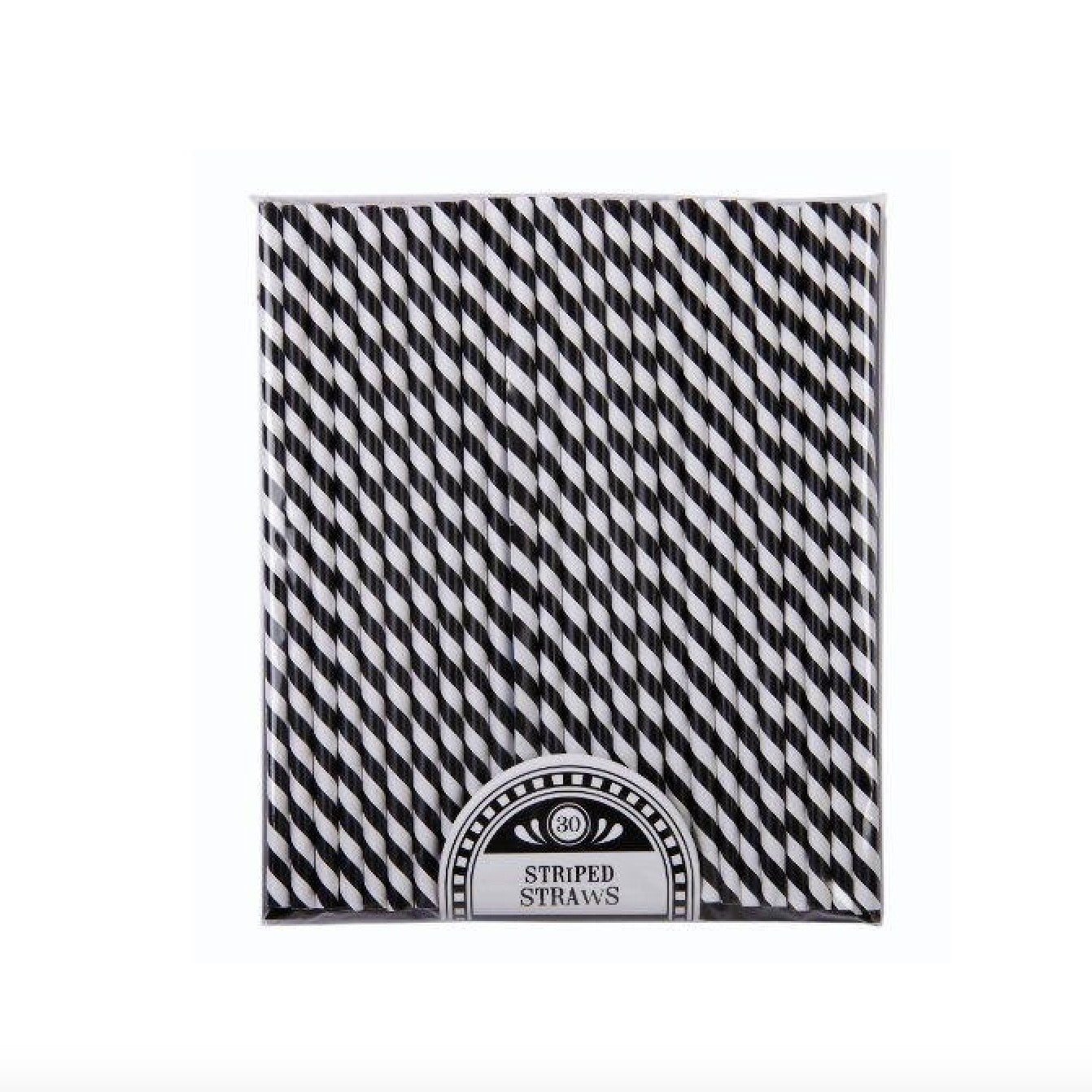 Retro Black and White Striped Paper Straws, TT-Talking Tables, Putti Fine Furnishings