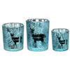 Blue Ice Mercury Glass "Christmas Deer" Tea Lite Holder, CT-Christmas Tradition, Putti Fine Furnishings