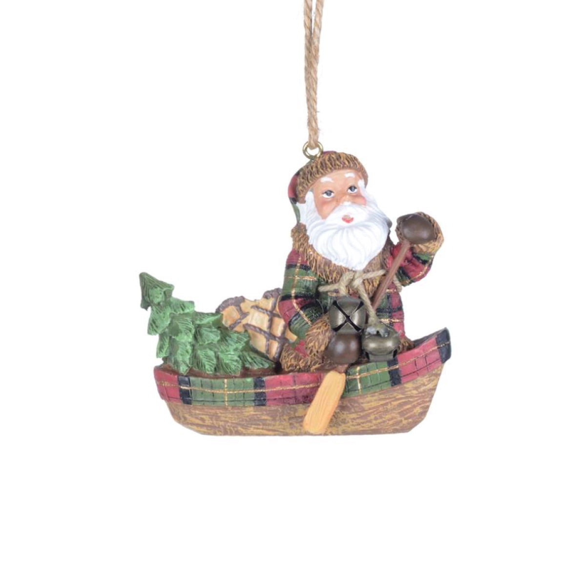  Santa in Canoe with Gifts Ornament, CT-Christmas Tradition, Putti Fine Furnishings