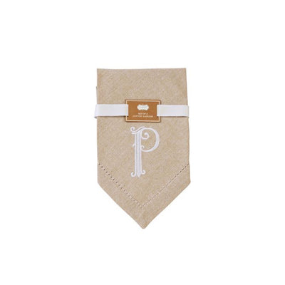 Monogrammed Napkin Set - Initial P, MP-Mud Pie, Putti Fine Furnishings