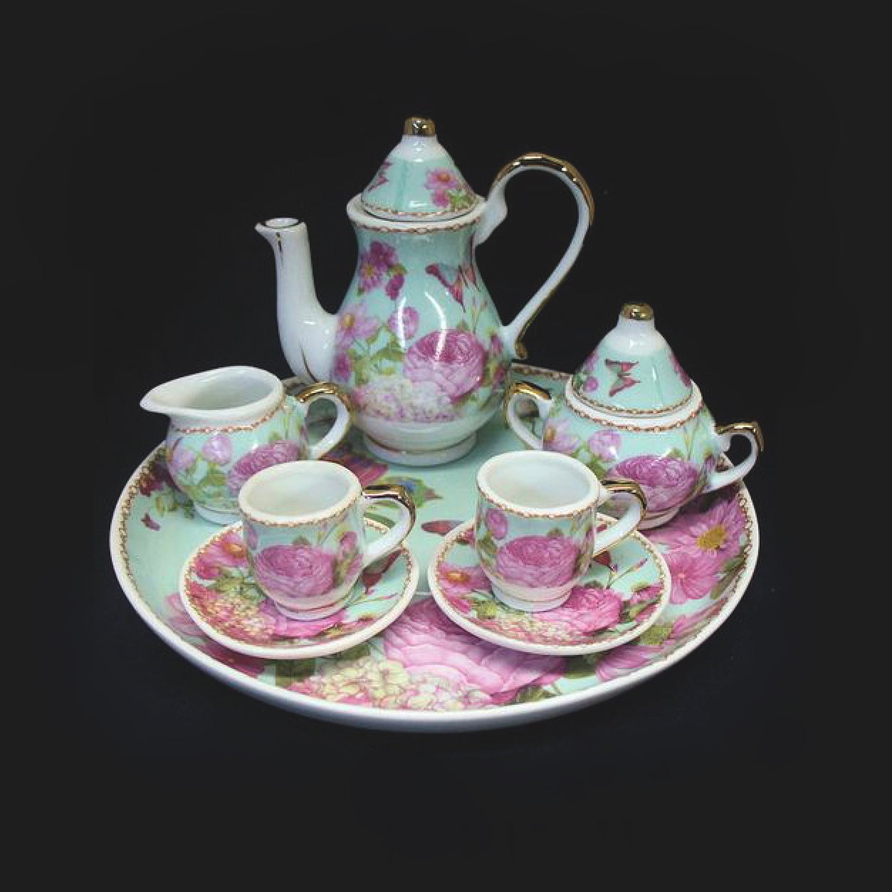  Butterflies and Roses Miniature Tea Set, JLB-J L Bradshaws, Putti Fine Furnishings