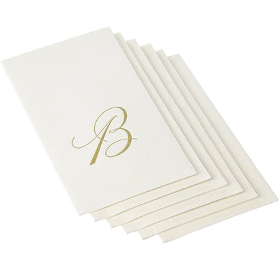 Gold Monogram Paper Guest Towel - Letter B, CI-Caspari, Putti Fine Furnishings