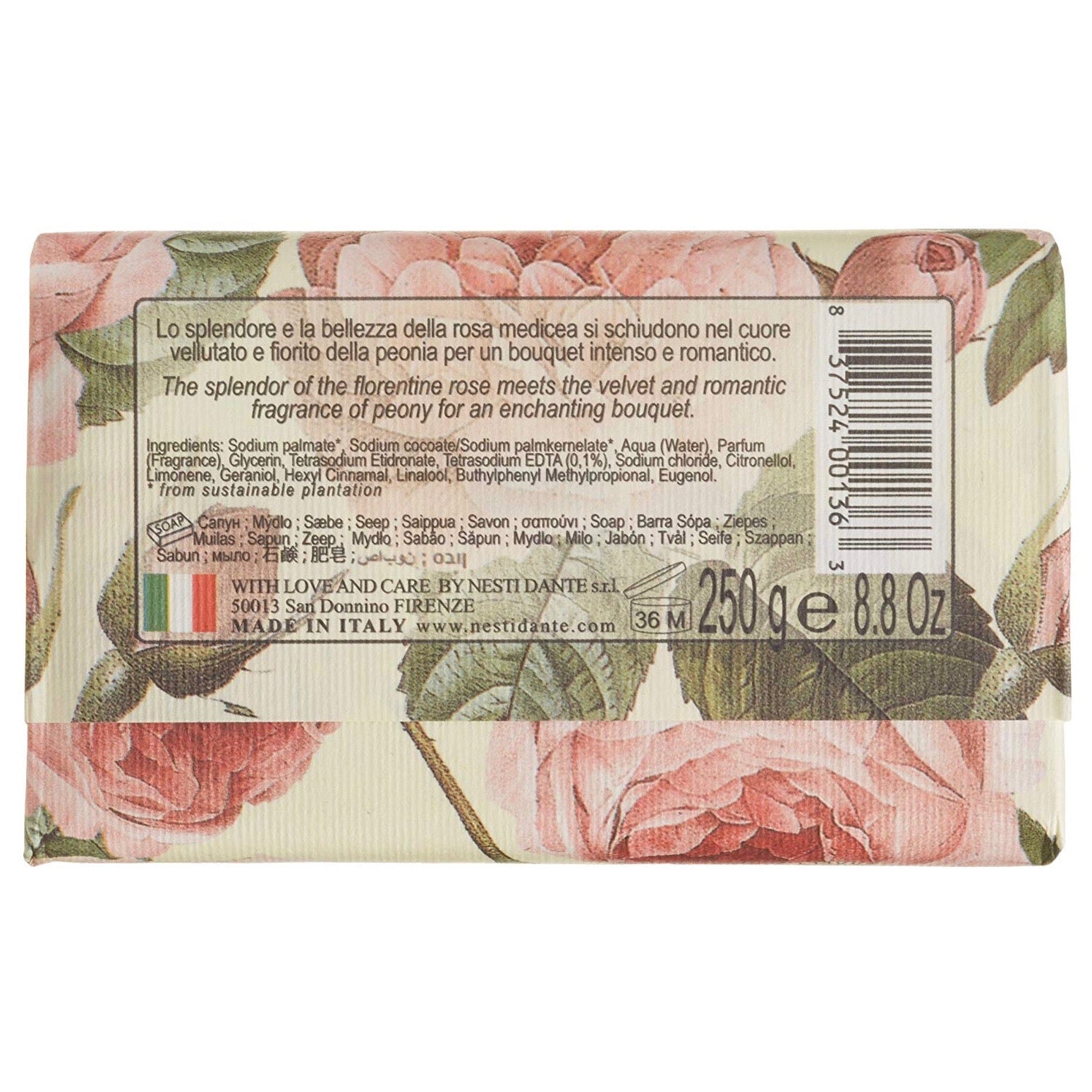 Nesti Dante Romantica | Florentine Rose & Peony Soap