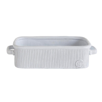White Terra Cotta Bread Pan with Bee