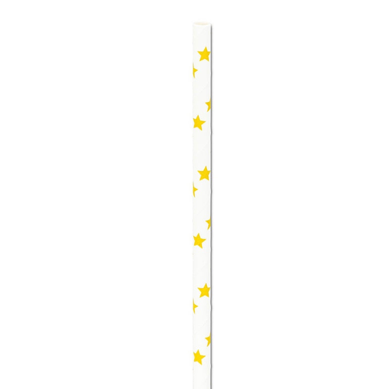 Straws with Gold Stars - Box of 100