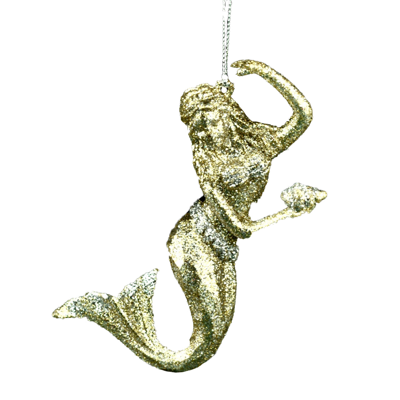 Champagne Gold Glittered Mermaid Ornament | Putti Christmas Canada