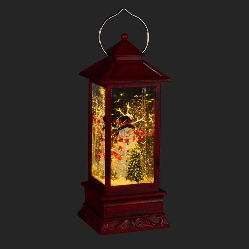 Snowman Perpetual Snow Red Lantern with Light | Putti Christmas Shop 