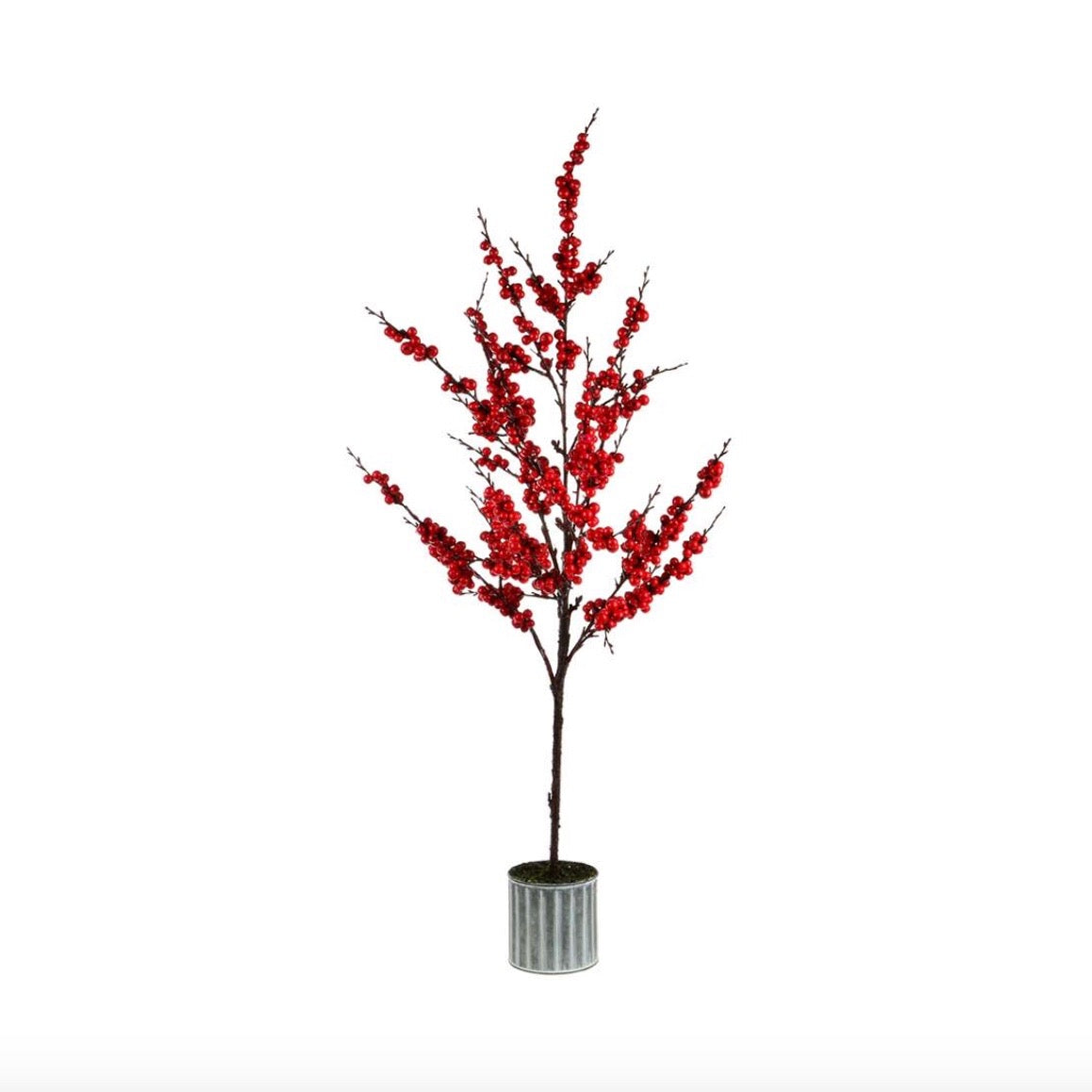 Red Berry Tree in Metal Pot