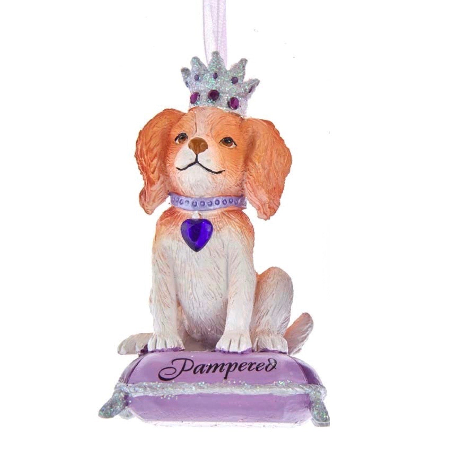 Kurt Adler Royal Splendor Dog on Pillow Ornament | Putti Decorations 
