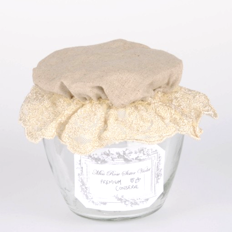  Miss Rose Sister Violet Linen Lace Jam Jar Cover, MRSV-Miss Rose Sister Violet, Putti Fine Furnishings