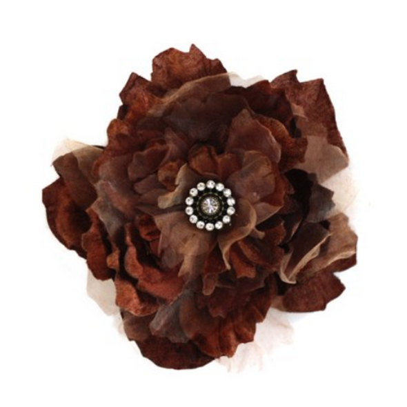  Miss Rose Sister Violet Cabbage Rose Diamante Clip - Chocolate Brown, MRSV-Miss Rose Sister Violet, Putti Fine Furnishings