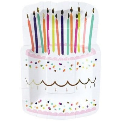 Birthday Cake Die Cut Paper Plates | Putti Party Supplies 