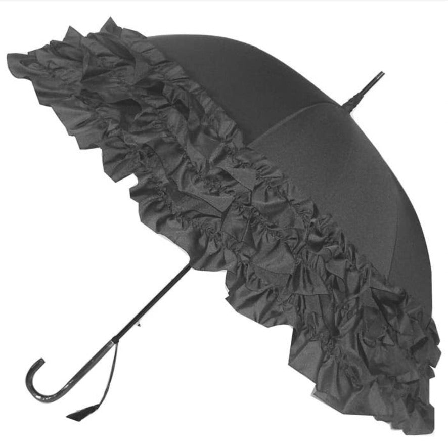 Soak London Grey Triple Frill Classic Umbrella | Putti Fine Fashions 