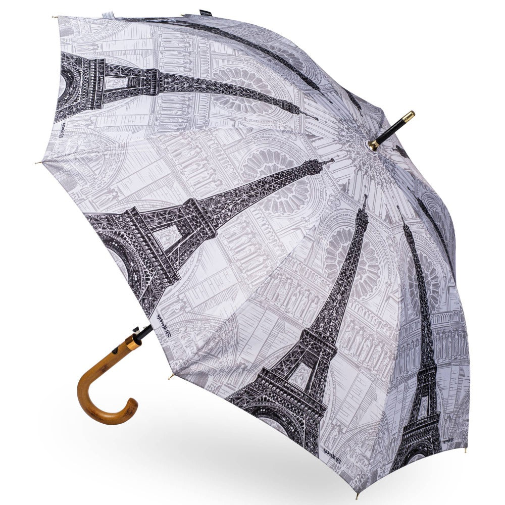Soak London Paris Black and White Walking Stick Umbrella | Putti Fine Fashions 