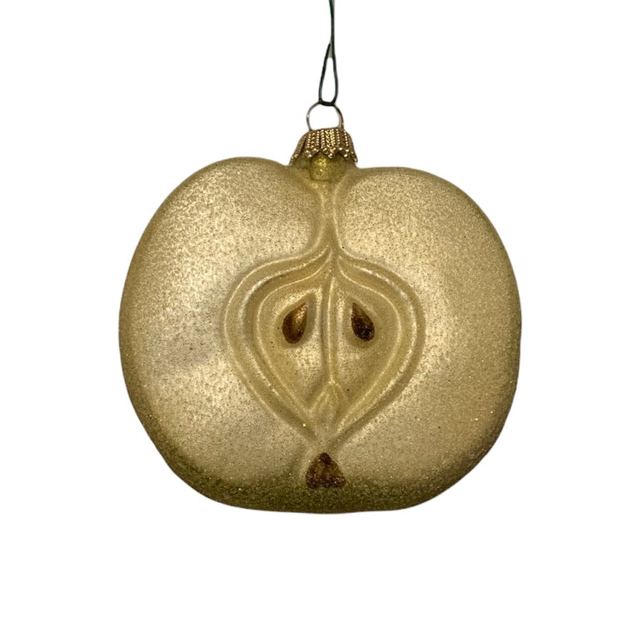 Sugared Apple with Leaf Glass Ornament | Putti Christmas 