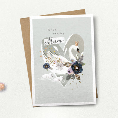 "For an Amazing Mum" Swan Greeting Card