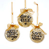 Kurt Adler Gold Balls with Words Glass Ornament | Putti Christmas Decorations