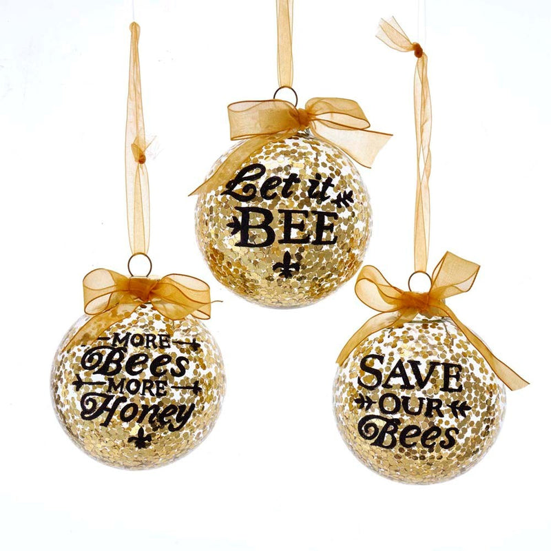 Kurt Adler Gold Balls with Words Glass Ornament | Putti Christmas Decorations 