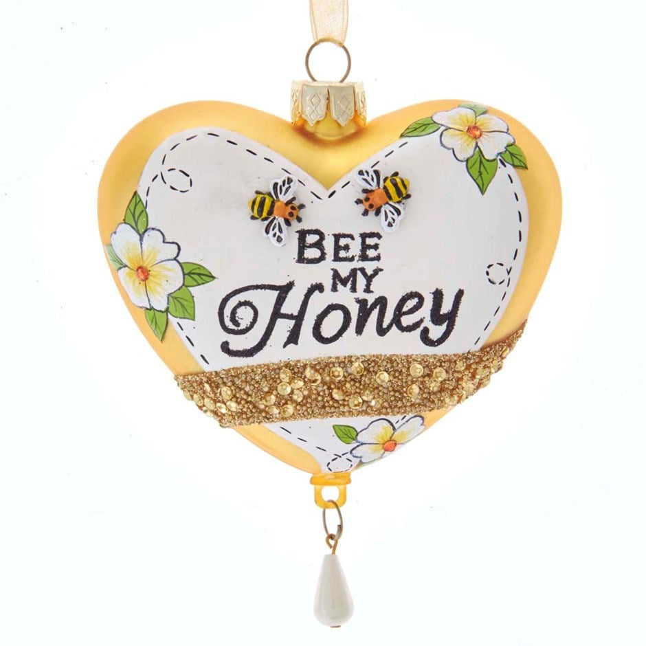 Kurt Adler "Bee my Honey" Glass Heart Ornament | Putti Christmas 