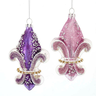 Kurt Adler Royal Splendor Dark Purple Flower Glass Ornament | Putti Decorations