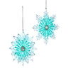 Kurt Adler Turquoise and Clear Snowflake Ornament  | Putti Christmas Canada