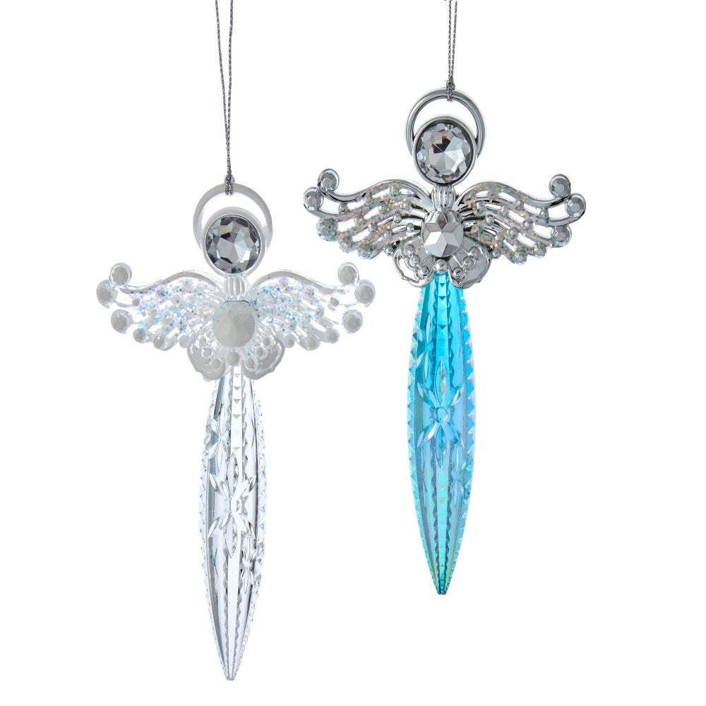 Kurt Adler Clear and Turquoise Angel Ornament