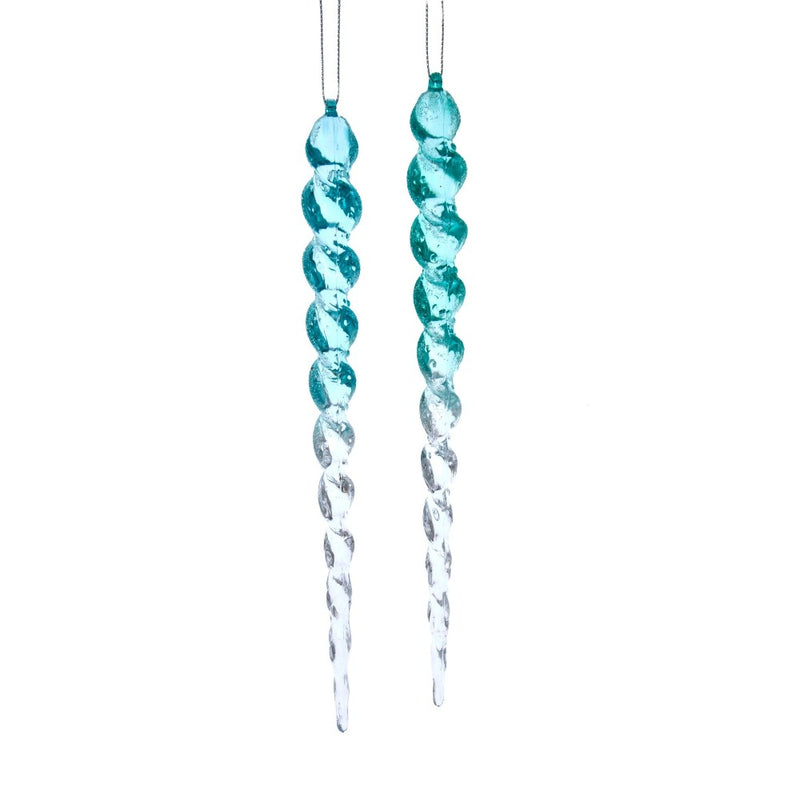 Kurt Adler Turquoise Clear Ombre Icicle Ornament
