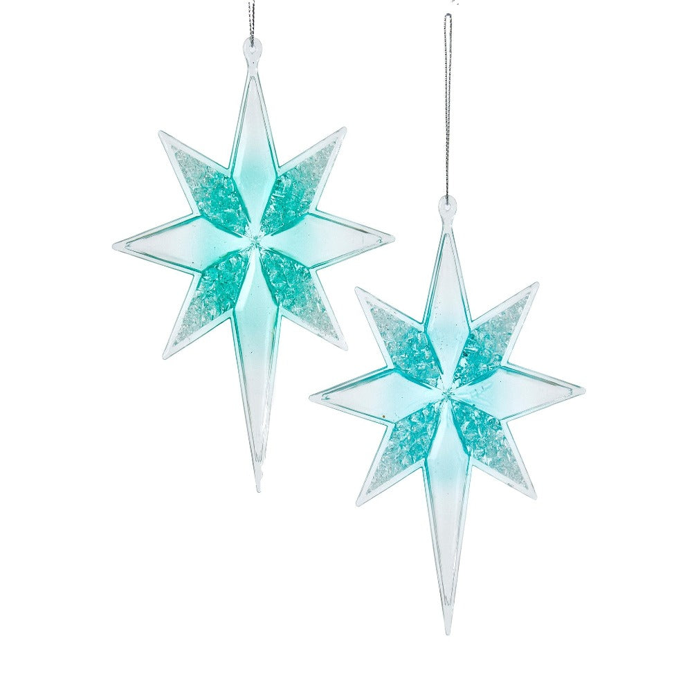 Kurt Adler Turquoise Glitter Star Ornament  | Putti Christmas Canada 