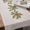 Botanical Christmas Holly Fabric Table Runner | Putti Celebrations Canada