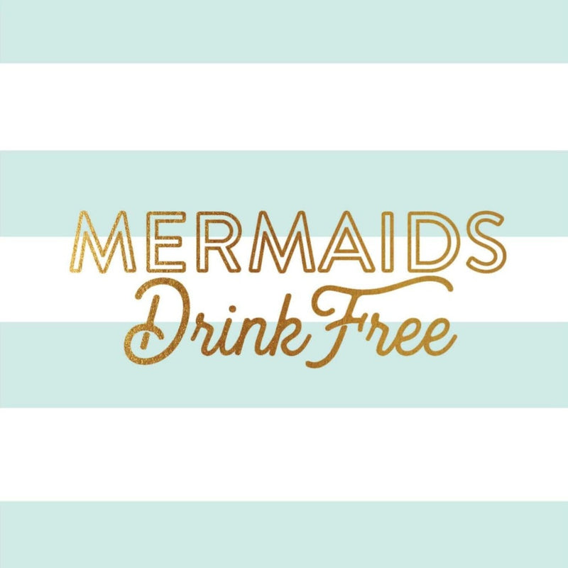 "Mermaids Drink Free" Blue Beverage Napkin | Le Petite Putti Party Supplies 
