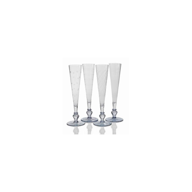  Zodax "Tatiana" Light Blue Champagne Flutes - Set of 4, ZX-Zodax, Putti Fine Furnishings