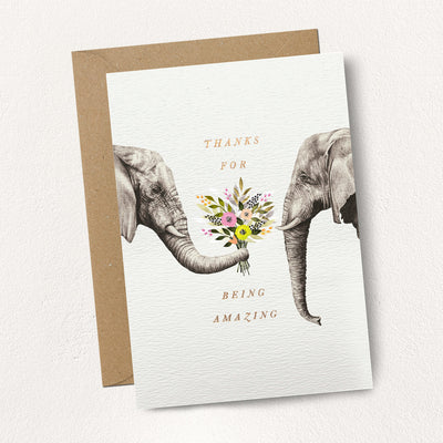 Stephanie Davies "Thanks for being amazing" Elephant Thank You Greeting Card