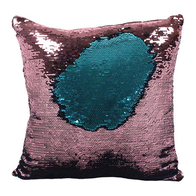 Pink and Aqua Blue Reversible Sequin Pillow, SD-Something Different, Putti Fine Furnishings