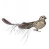 Gold Glitter Bird with Feather and Tinsel Tail - Putti Christmas