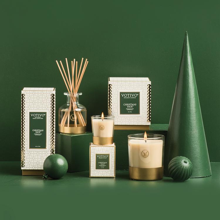 Votivo Holiday Diffuser - Christmas Sage - Putti Fine Furnishings Canada